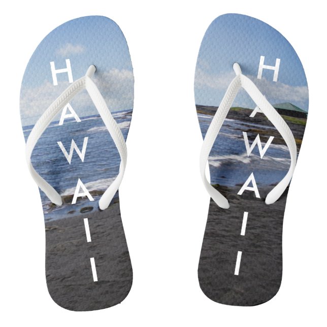 Chanclas Punalu'u Black Sand Beach Hawaii con texto (Plantilla)