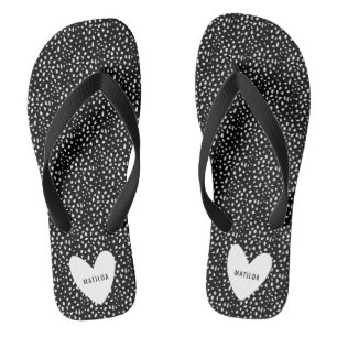 Chanclas Punto blanco y negro con el corazón personalizado