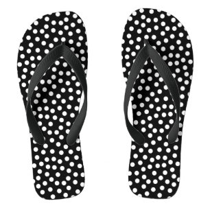 Chanclas Punto de polka blanco y negro