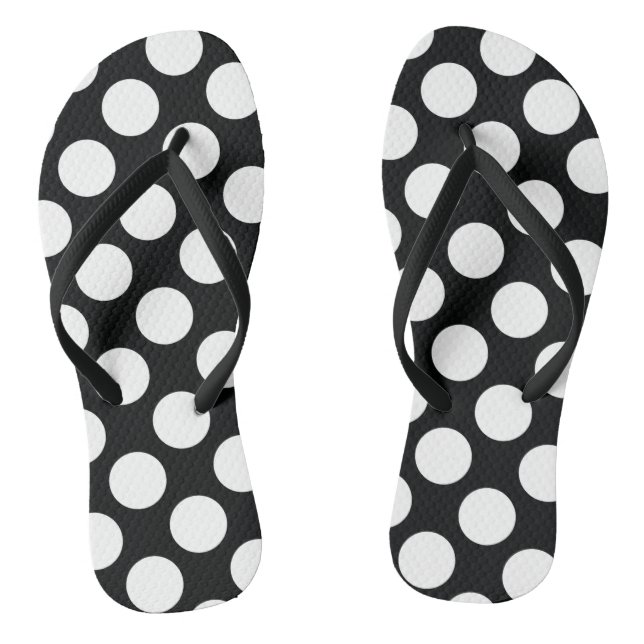 Chanclas Punto Polka (blanco y negro) Cualquier Personaliza (Plantilla)