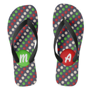 Chanclas Puntos blancos rojos y verdes del personalizable