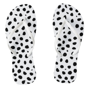 Chanclas Puntos De Chita Negros Y Blancos