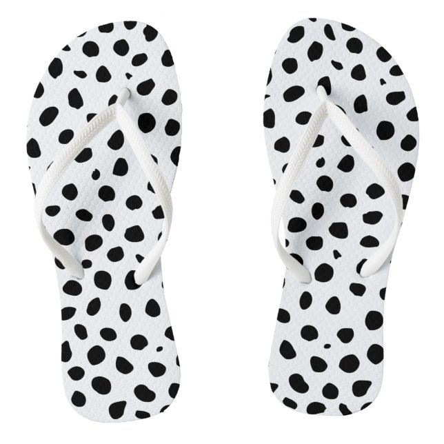 Chanclas Puntos De Chita Negros Y Blancos (Plantilla)