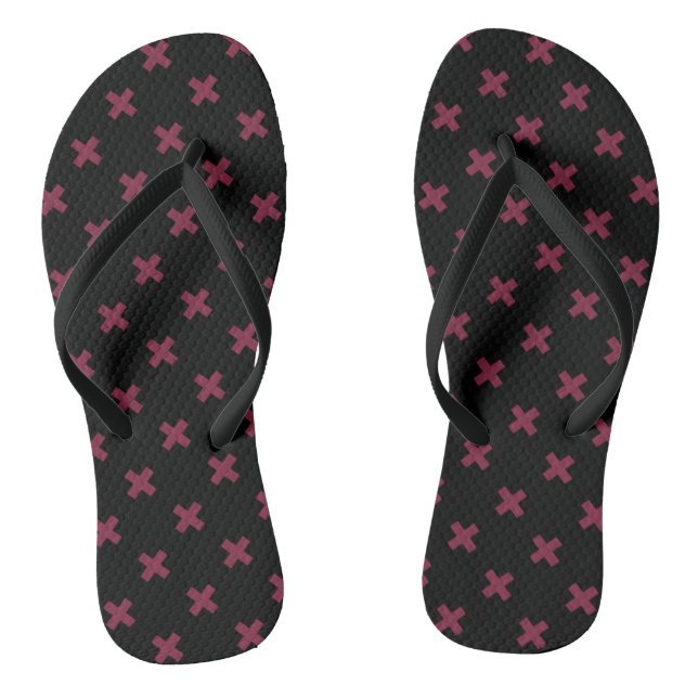 Chanclas Puntos de cruz de morera sobre negro (Plantilla)