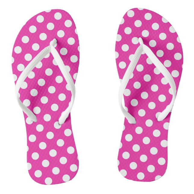 Chanclas Puntos de polka blanco en fuchsia (Plantilla)