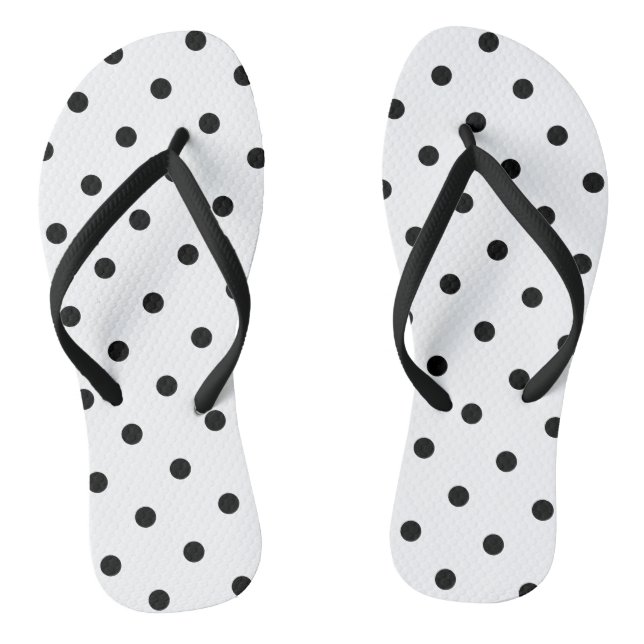 Chanclas Puntos de Polka blancos/negros Flip Flops (Plantilla)