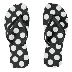 Chanclas Puntos de polka negros y blancos, patrón de punto 