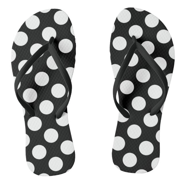 Chanclas Puntos de polka negros y blancos, patrón de punto  (Plantilla)