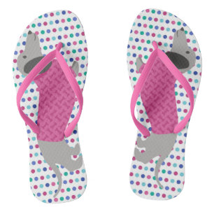 Chanclas Puntos de Polka Pastel Dachshund Flip Flops