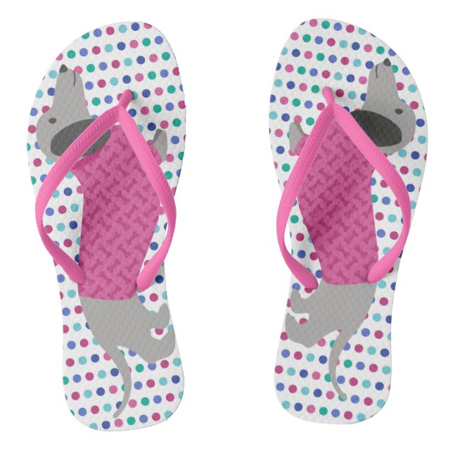 Chanclas Puntos de Polka Pastel Dachshund Flip Flops (Plantilla)