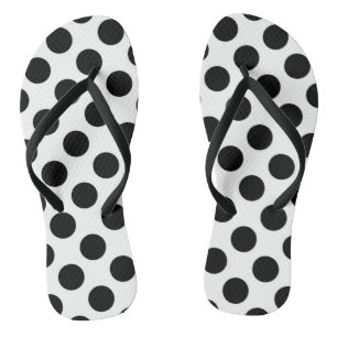 Chanclas Puntos de polka, patrón de puntos de polka, negro 