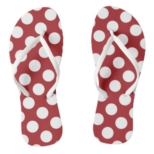 Chanclas Puntos de Polka Rojo, Patrón de Punto de Polka, Pu