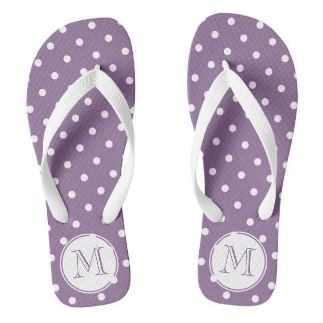 Chanclas Puntos Monogramados de Polka Blanco Púrpura (Plantilla)
