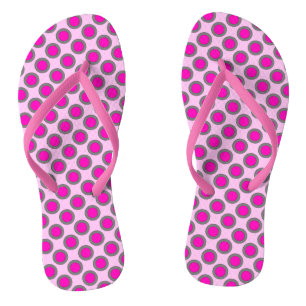 Chanclas Puntos retro circulados, fucsia, gris y rosa