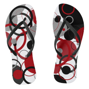 Chanclas Puntos rojos, grises y negros   