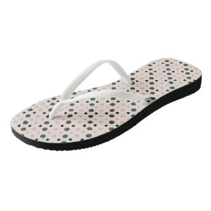 Chanclas Puntos rosados, grises y negros
