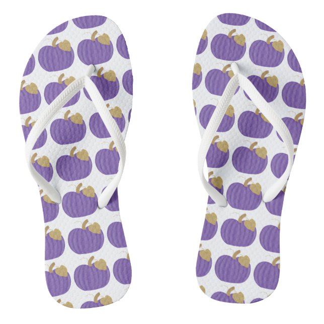 Chanclas Purple Pumpkins Gold Leaf Patrón FlipFlops otoñale (Plantilla)