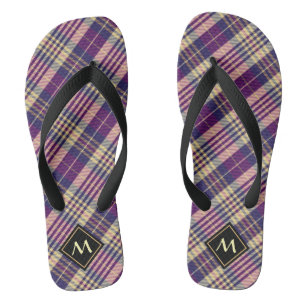 Chanclas Púrpura, dorada y azul Tartán