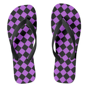 Chanclas Púrpura y negra Patrón de diamante Flip Flops