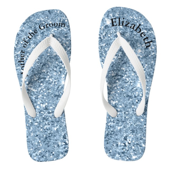 Chanclas Purpurina azul monogramada Madre de novia en Groom (Plantilla)