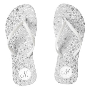 Chanclas Purpurina blanco y diamante