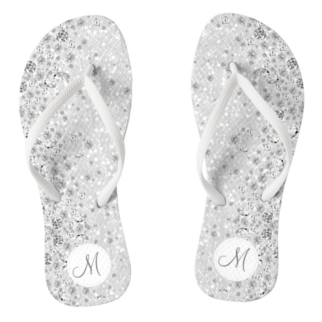 Chanclas Purpurina blanco y diamante (Plantilla)