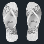 Chanclas Purpurina blanco y gris  | Boda<br><div class="desc">Bridal Party Flip Flop Shoes listo para que usted lo personalize. ⭐ Este Producto es 100% Personalizable. Los gráficos y / o el texto se pueden agregar, borrar, mover, cambiar de tamaño, girar, etc... ⭐ 99% de mis diseños en mi tienda están hechos en capas. Esto facilita el redimensionar y...</div>