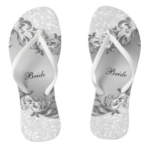 Chanclas Purpurina blanco y gris    Boda