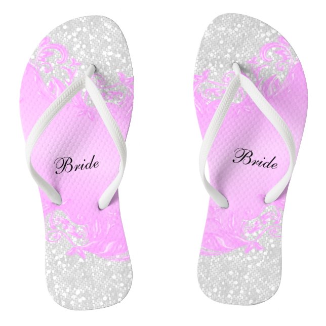 Chanclas Purpurina de Floral y Confetti Rosa | Boda (Plantilla)