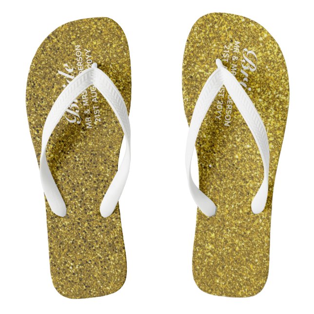 Chanclas Purpurina de oro Boda Flipflops BRIDE, fiesta nupc (Plantilla)