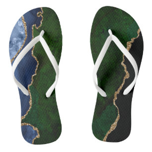 Chanclas Purpurina de oro verde azul Agate Marble
