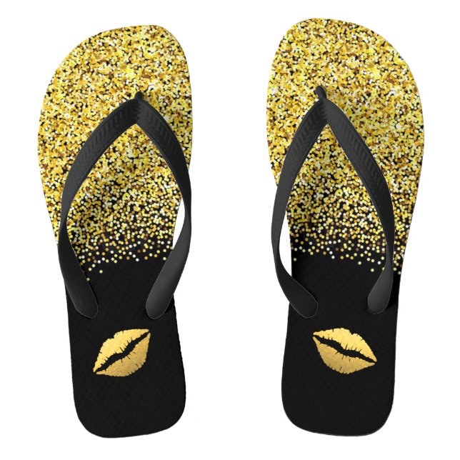 Chanclas Purpurina de oro y labios (Plantilla)
