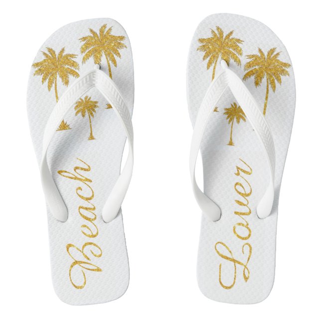 Chanclas Purpurina dorado Tropical Beach Lover White (Plantilla)