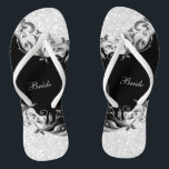 Chanclas Purpurina Floral y de confetti negro | Boda<br><div class="desc">Bridal Party Flop Shoes listos para su personalización. 💗 Este Producto es 100% Personalizable. Los gráficos y/o el texto se pueden agregar, borrar, mover, cambiar de tamaño, girar, etc... ³(sólo haciendo clic en el área "EDIT DESIGN") ⭐ el 99% de mis diseños en mi tienda se hacen en capas. Esto...</div>