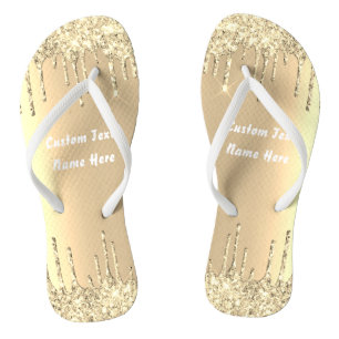 Chanclas Purpurina Gold Dris Nombre de texto Flops de labio