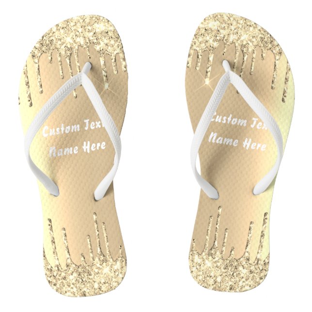 Chanclas Purpurina Gold Dris Nombre de texto Flops de labio (Plantilla)