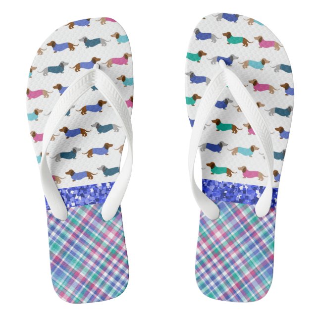 Chanclas Purpurina Pastel Dachshund Flip Flops (Plantilla)
