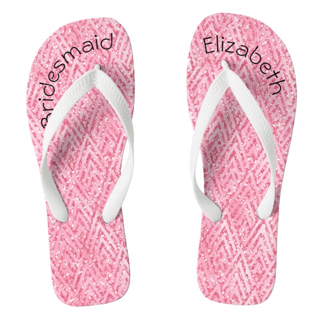 Chanclas Purpurina Rosa Monogramada Personalizada (Plantilla)
