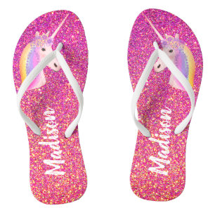 Chanclas Purpurina rosa unicornio provoca brotes personaliz