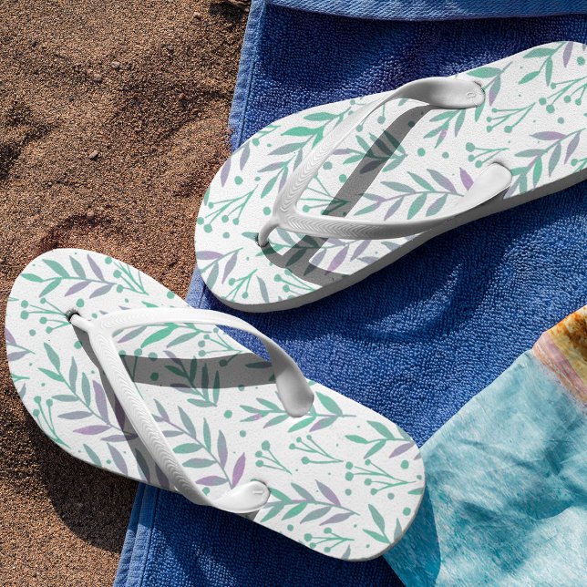 Chanclas Ramas de acuarela pastel púrpura y verde (Subido por el creador)