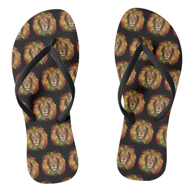 Chanclas Rasta cabeza de león rojo dibujo verde amarillo Ja (Plantilla)