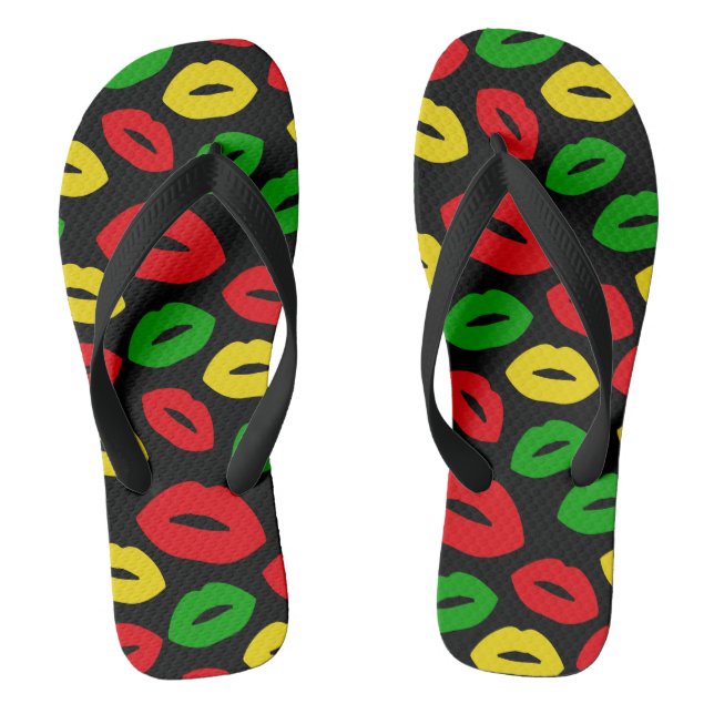 Chanclas Rasta Reggae Red Gold Green Lipstick Kiss (Plantilla)