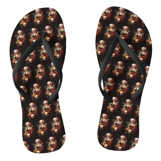 Chanclas Rat Terrier Con Santa Claus Navidades festivos (Plantilla)