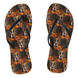 Chanclas Rat Terrier en otoño hojas caídas inspiran