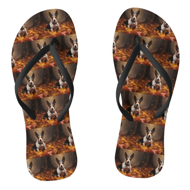Chanclas Rat Terrier en otoño hojas caídas inspiran (Plantilla)