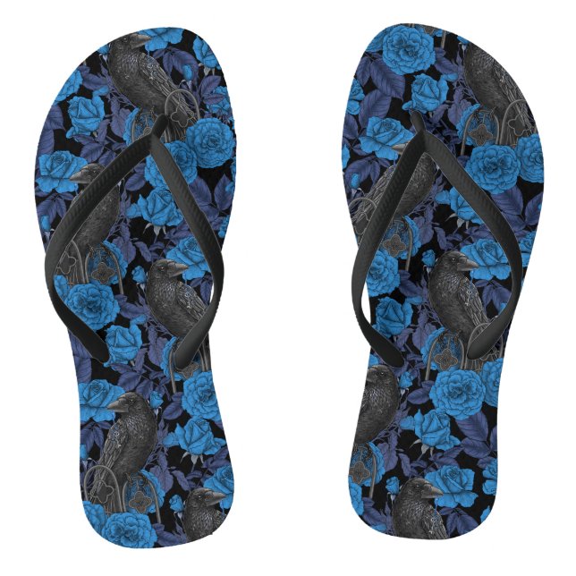 Chanclas Ravens y rosas azules (Plantilla)