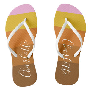 Chanclas Rayas abstractas anchas de óxido rosa Personalizad