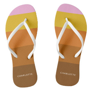 Chanclas Rayas abstractas anchas rosadas y marrones Persona
