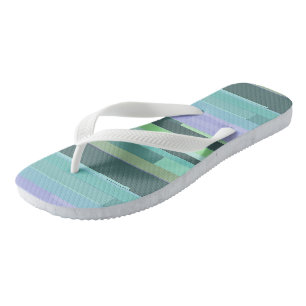 Chanclas Rayas abstractas púrpura, verde y turquesa