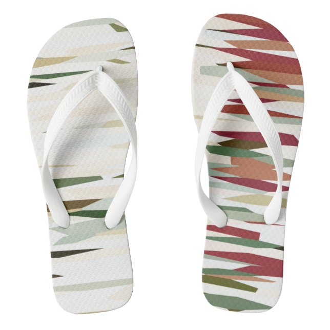 Chanclas rayas abstractas verdes y rojas (Plantilla)
